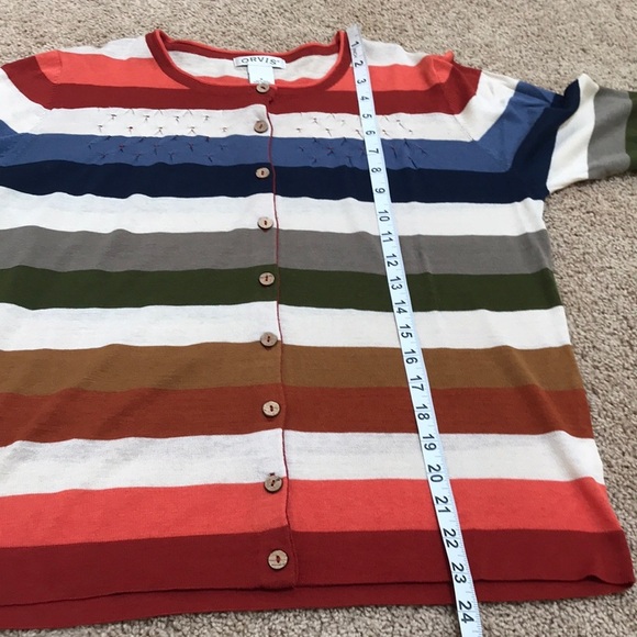 ORVIS size S striped silk blend button up cardigan - Picture 6 of 8